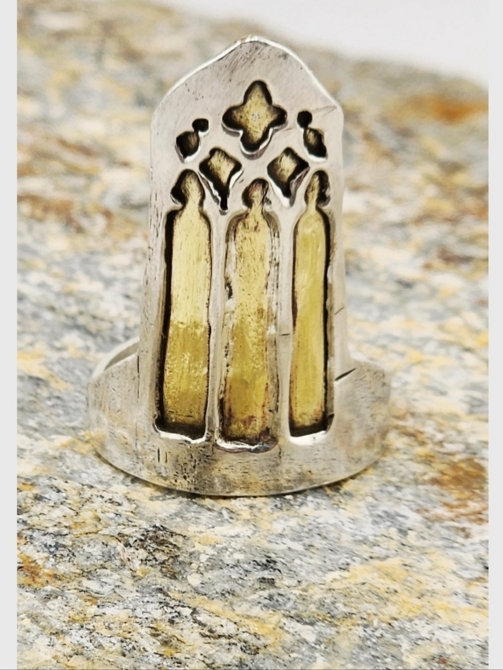 CATHEDRAL TRACERY WINDOW GOTHIC DESING RING SZ 11.5 - Picture 2 of 5